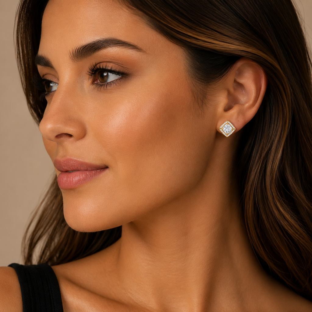 Diamond Frame Halo Studs