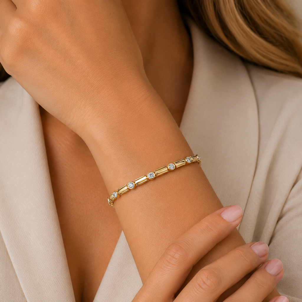 Geometry Link Tennis Bracelet