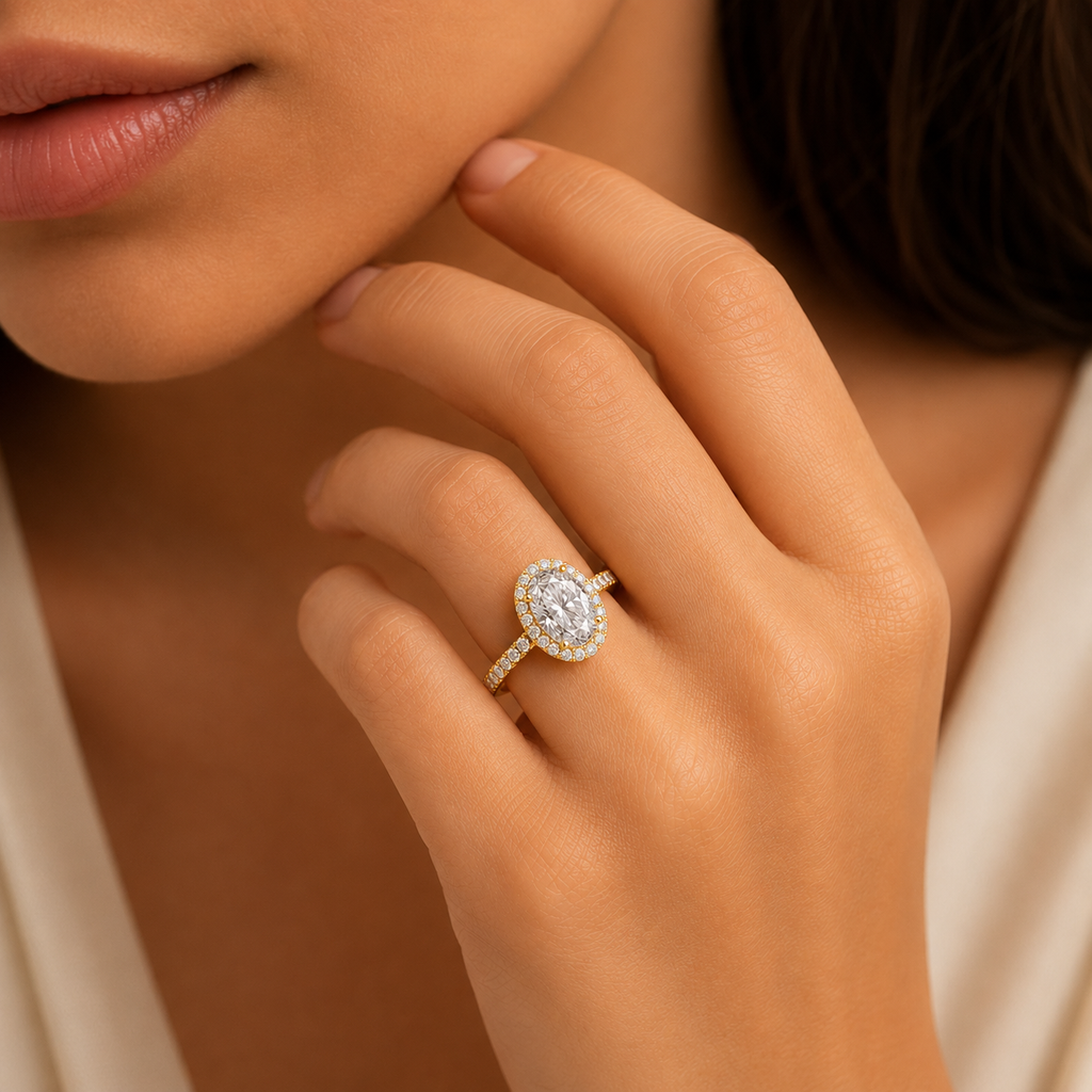 Elegant Cushion Cut Halo Diamond Ring