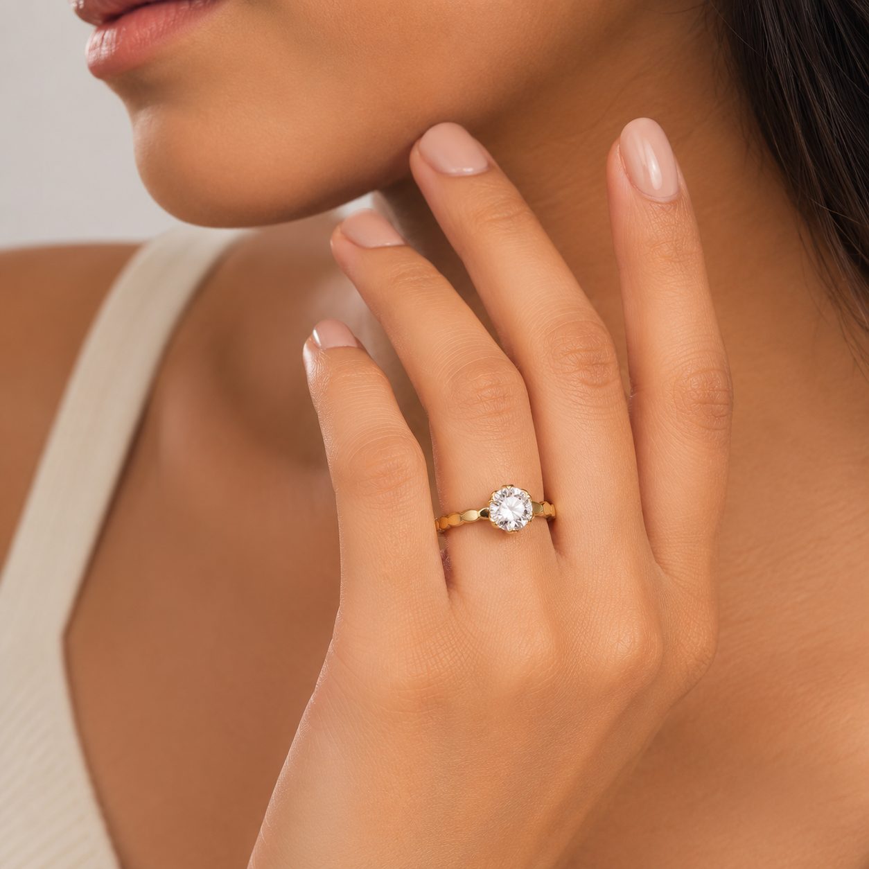 Bloom Facet Solitaire Ring