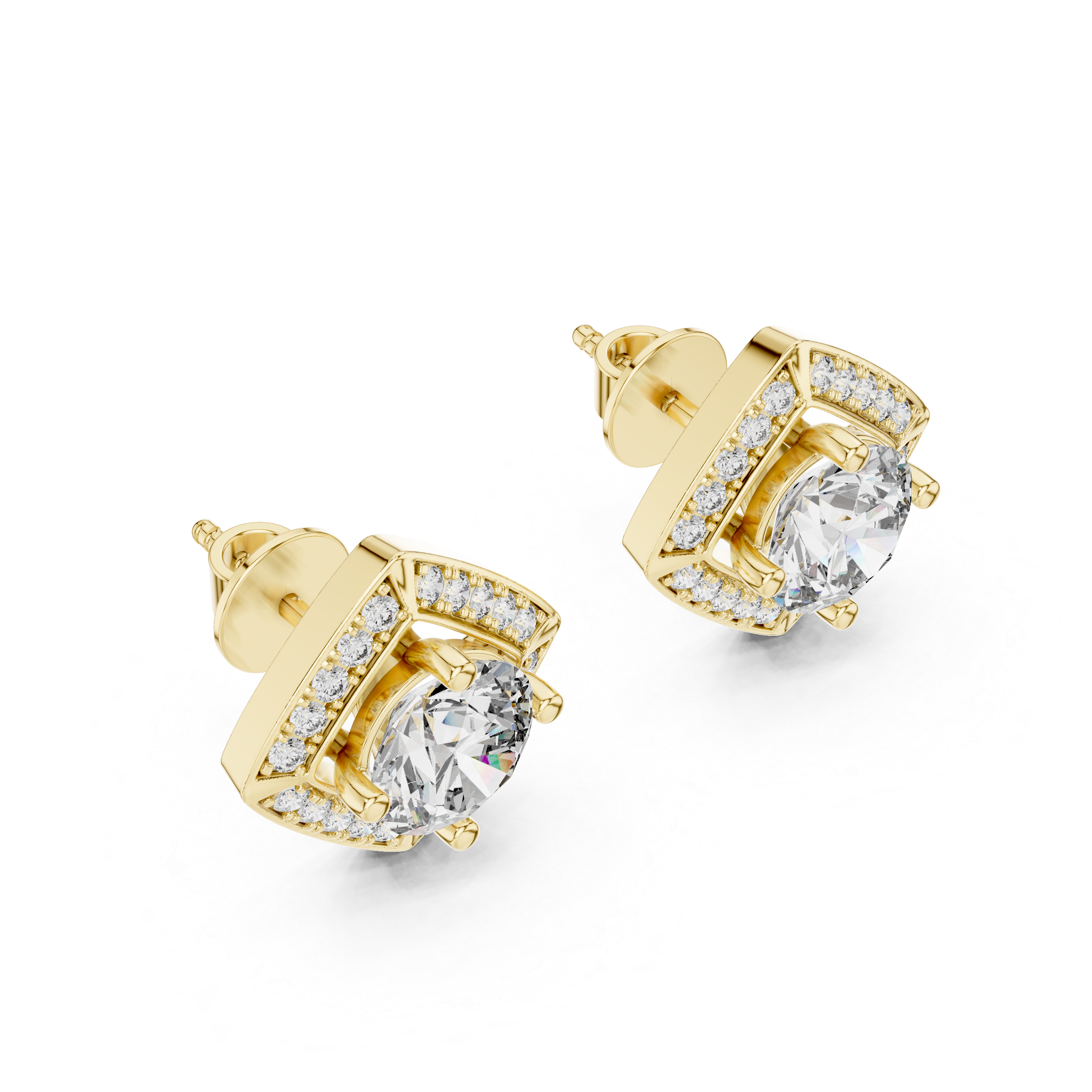 Diamond Frame Halo Studs