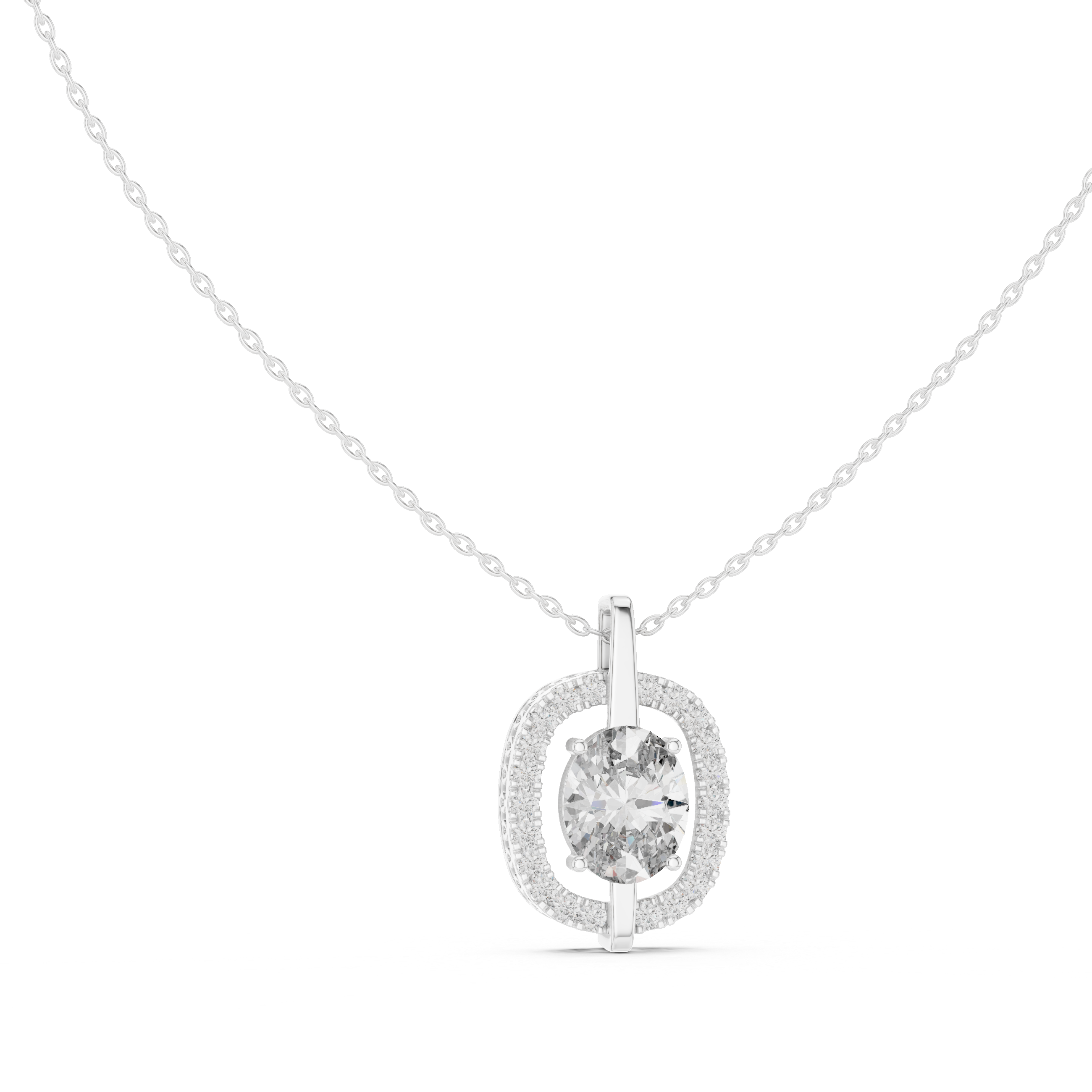 Celestia Oval Halo Necklace