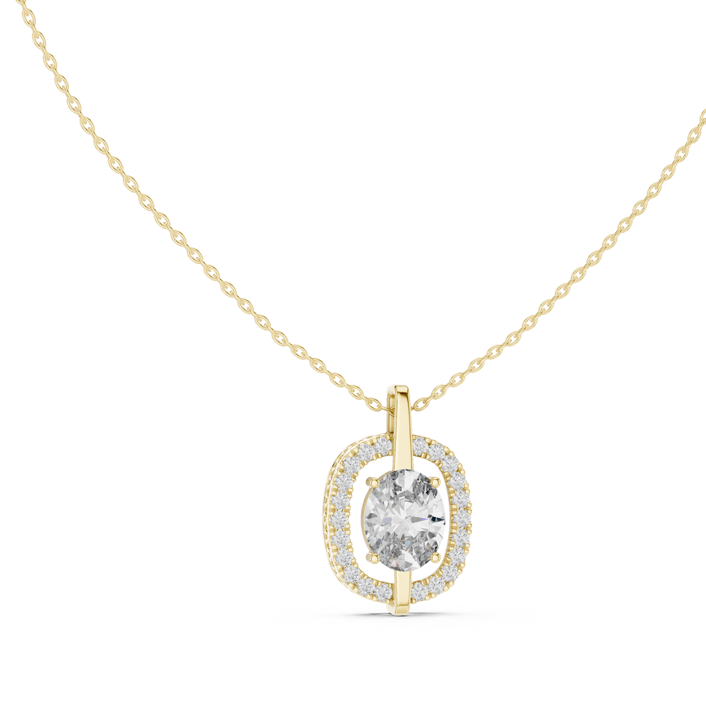 Celestia Oval Halo Necklace