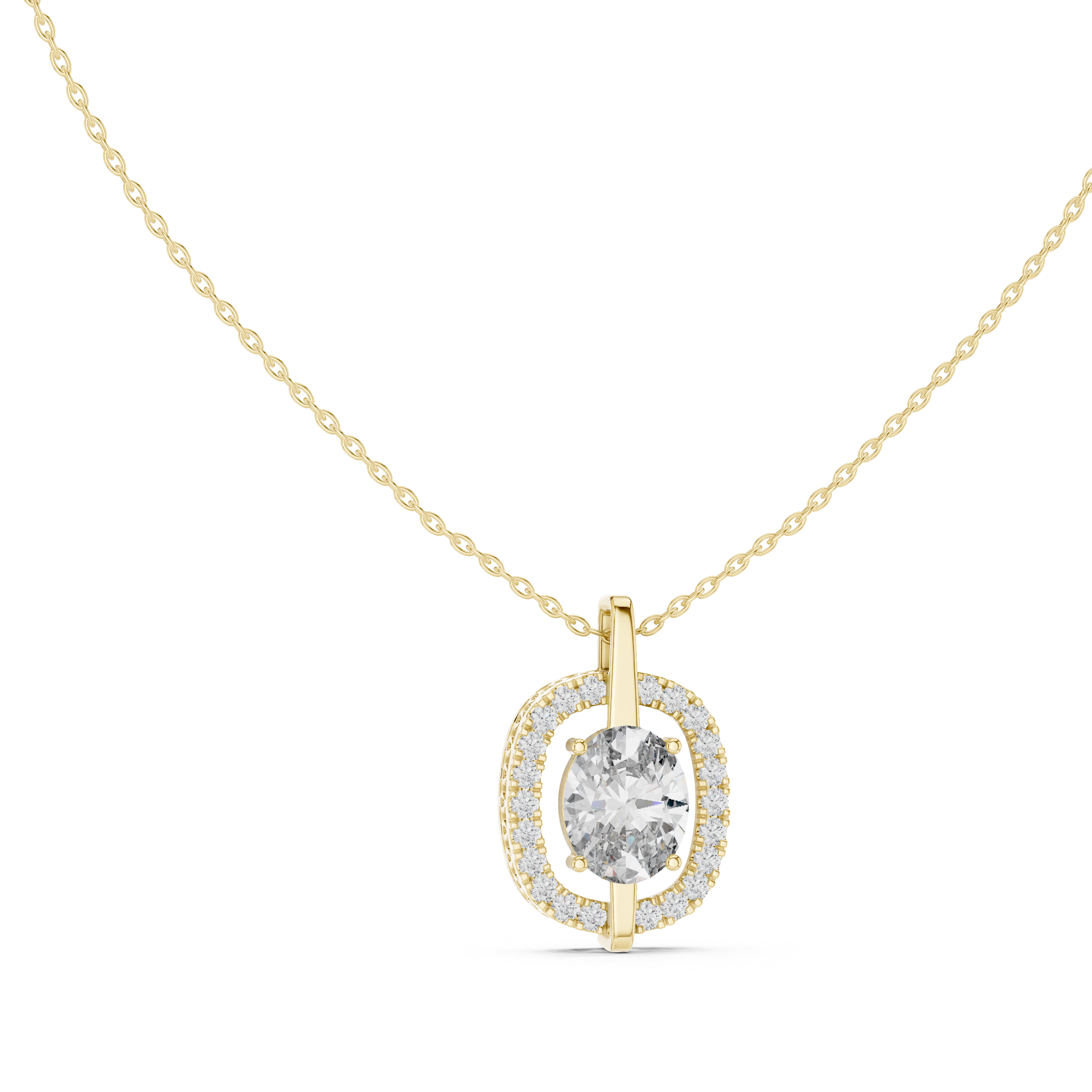 Celestia Oval Halo Necklace