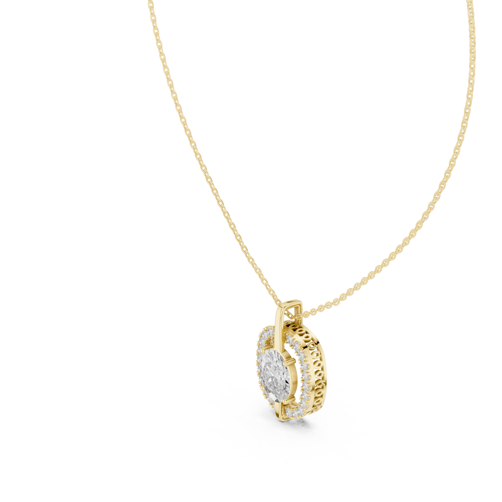 Celestia Oval Halo Necklace