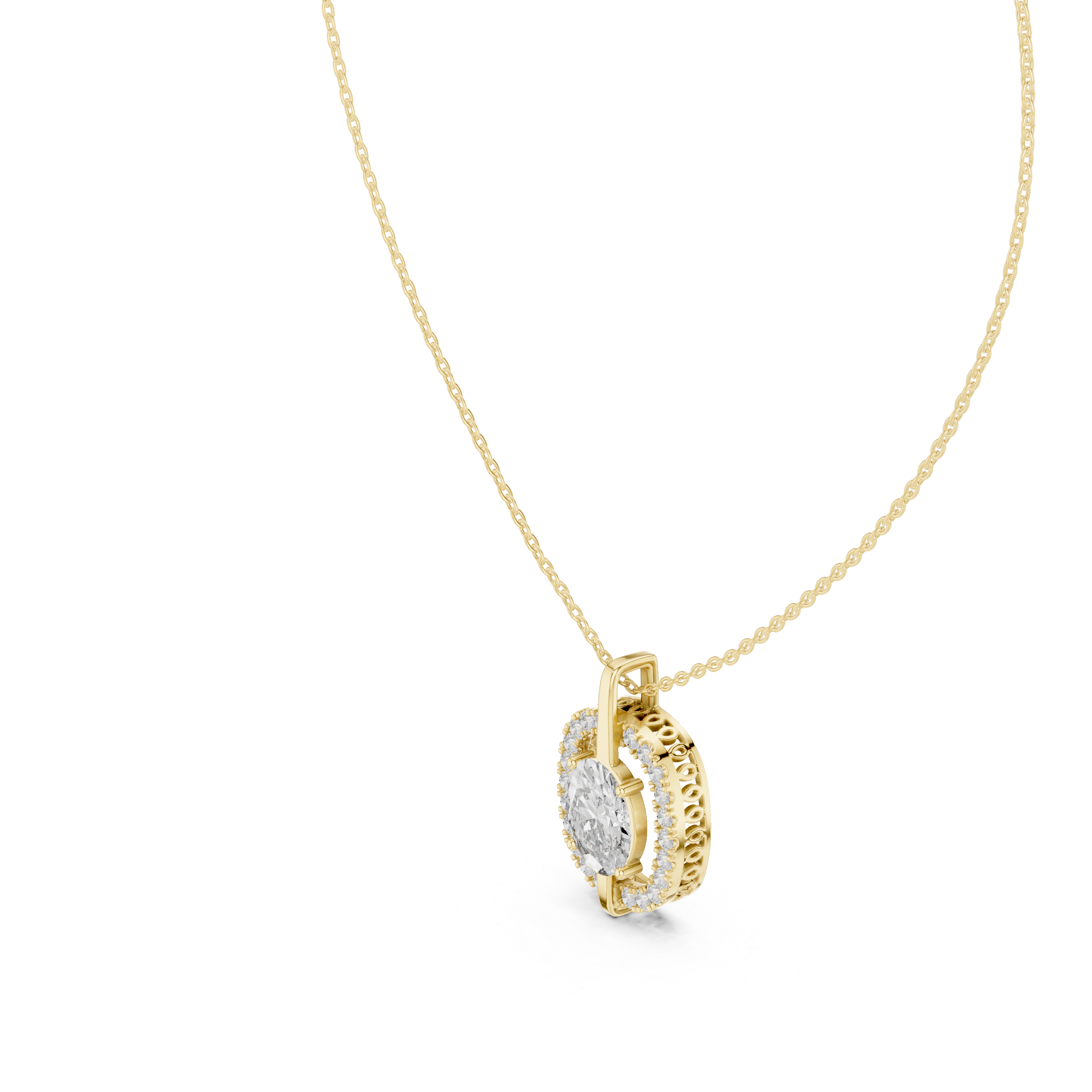 Celestia Oval Halo Necklace