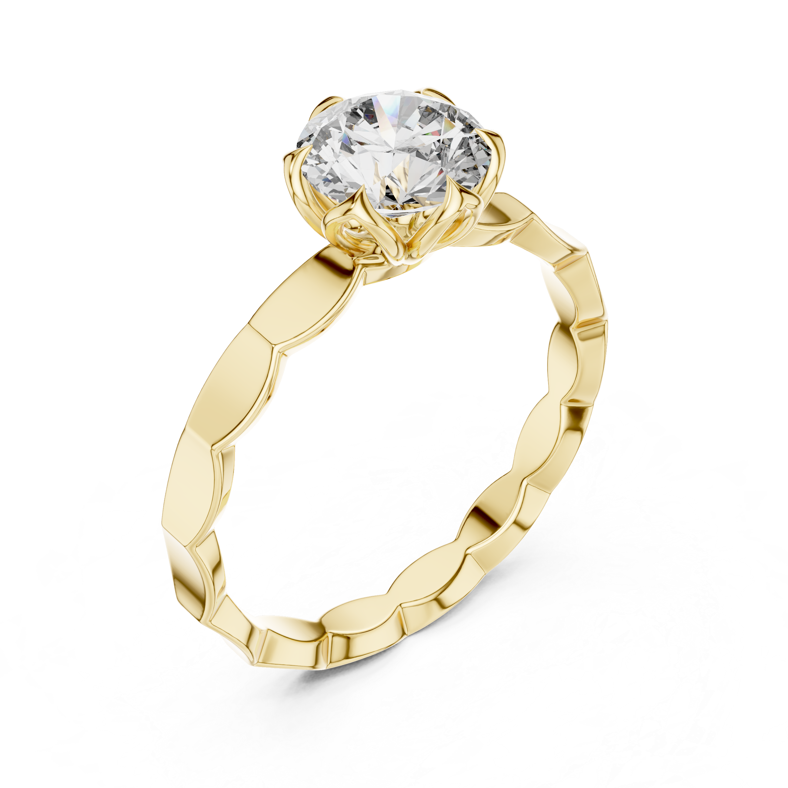 Bloom Facet Solitaire Ring