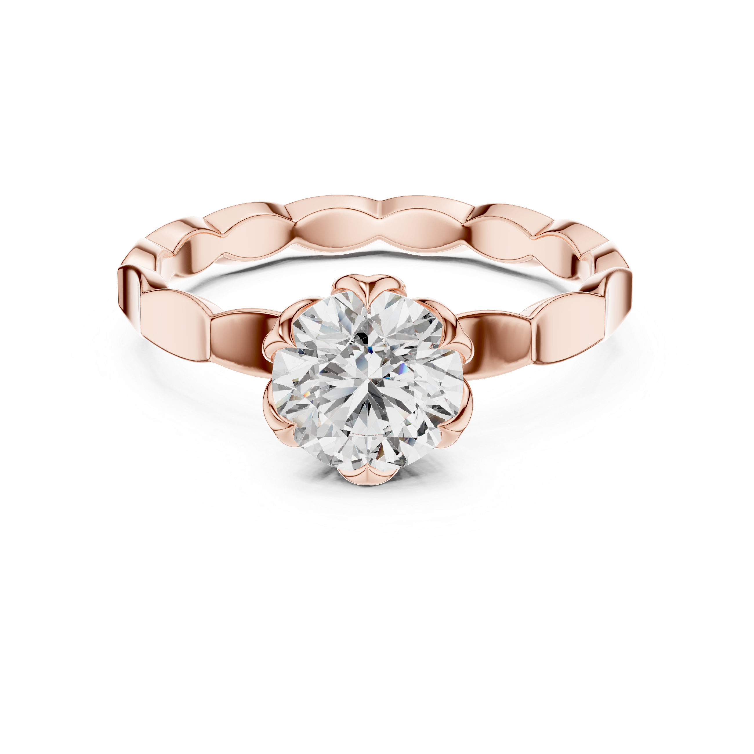 Bloom Facet Solitaire Ring