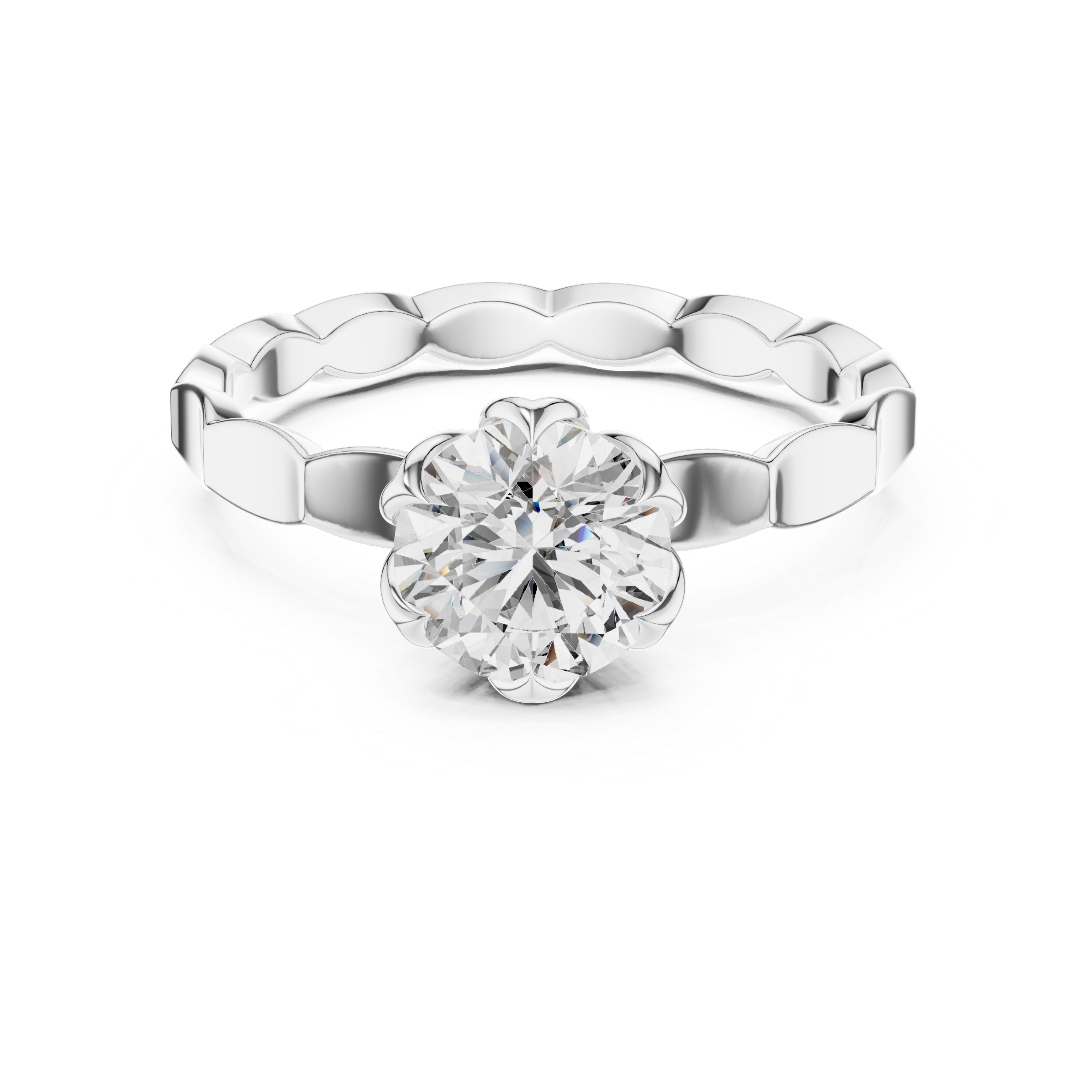 Bloom Facet Solitaire Ring