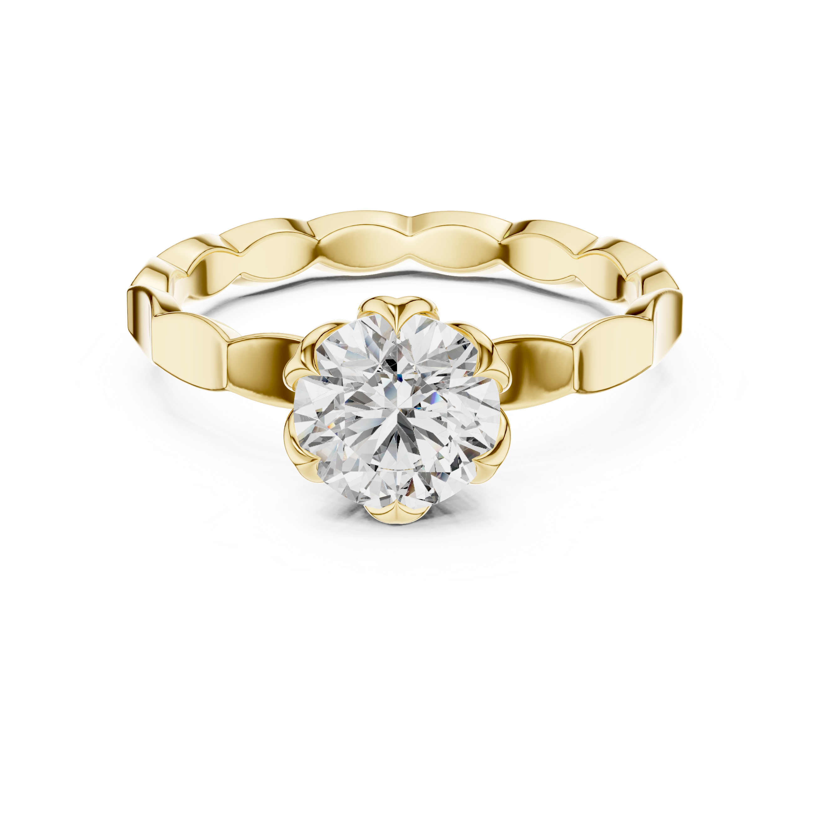 Bloom Facet Solitaire Ring