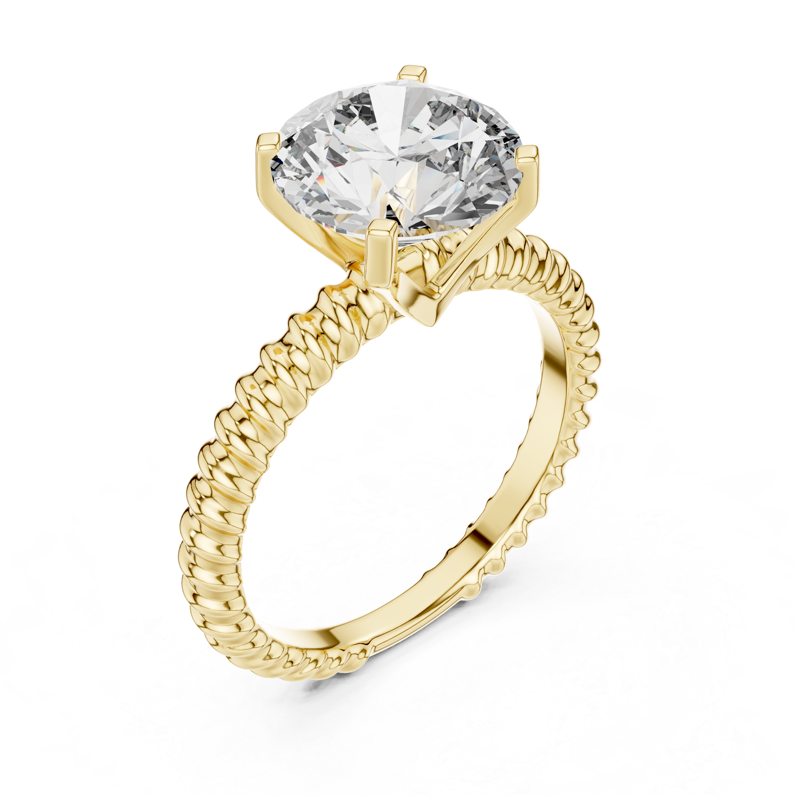Golden Weave Solitaire Ring