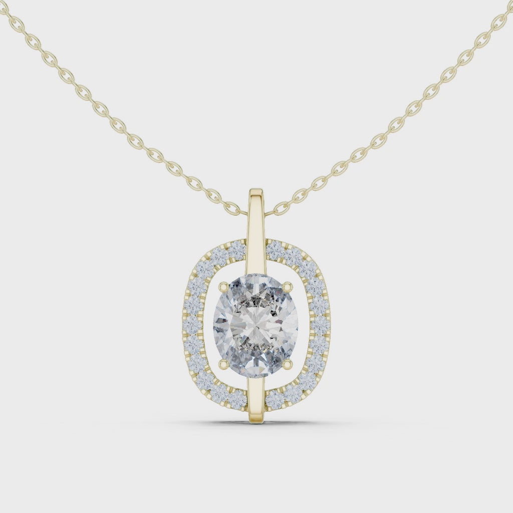 Celestia Oval Halo Necklace