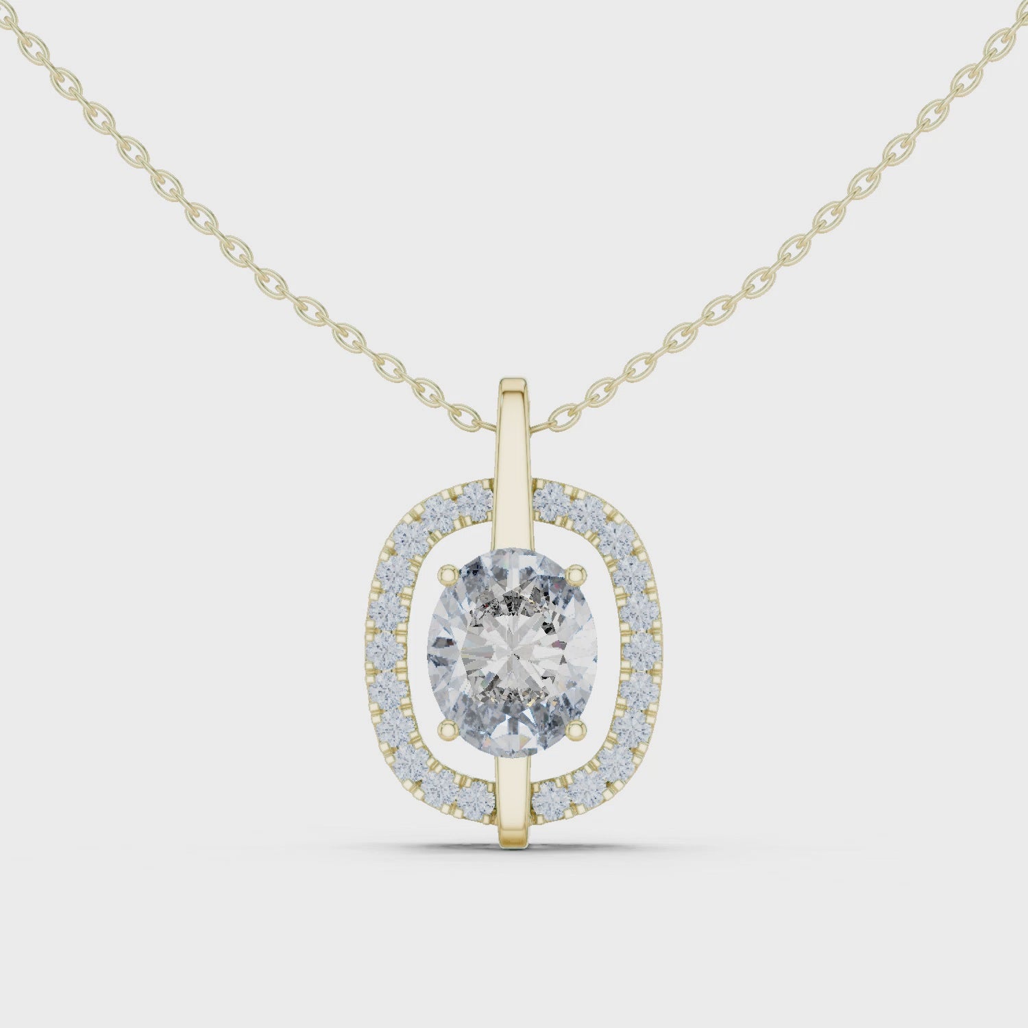 Celestia Oval Halo Necklace