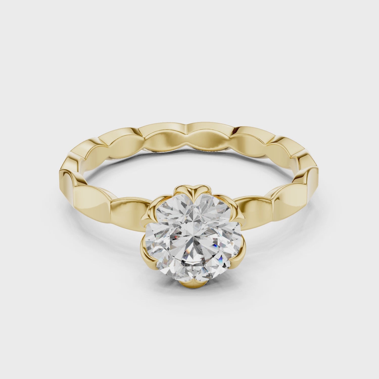 Bloom Facet Solitaire Ring